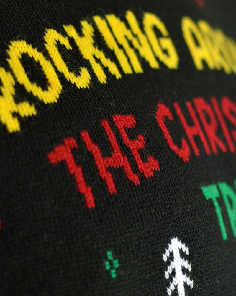 LED light-up Couple's Ugly Christmas Sweater Santa Rocker detail