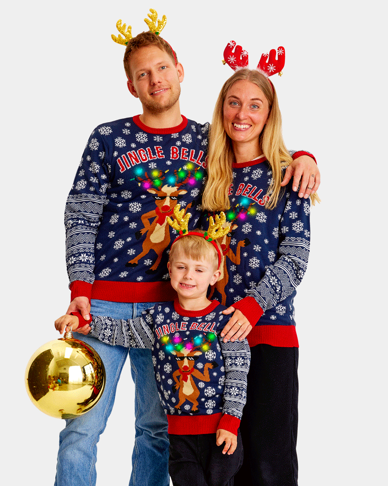 LED light-up Family Ugly Christmas Sweater Jingle Bells