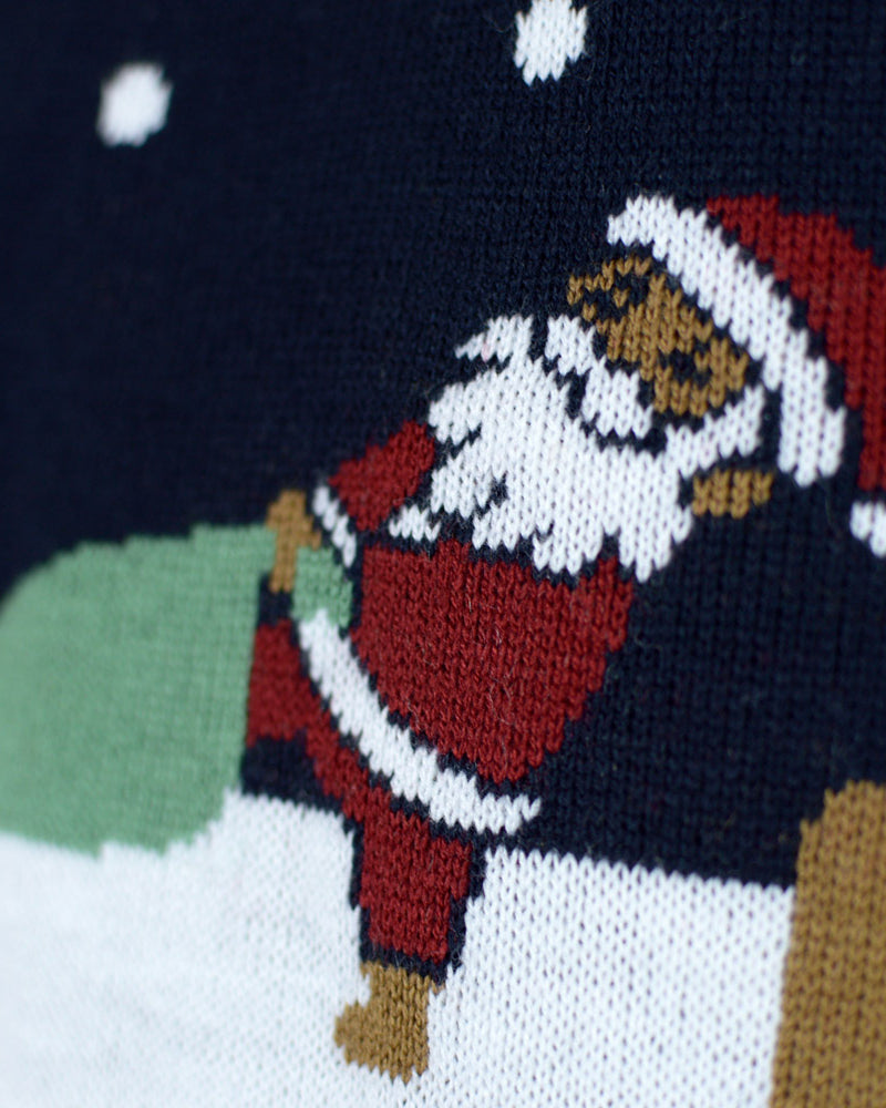 LED light-up Mens Blue Ugly Christmas Sweater Merry Christmas