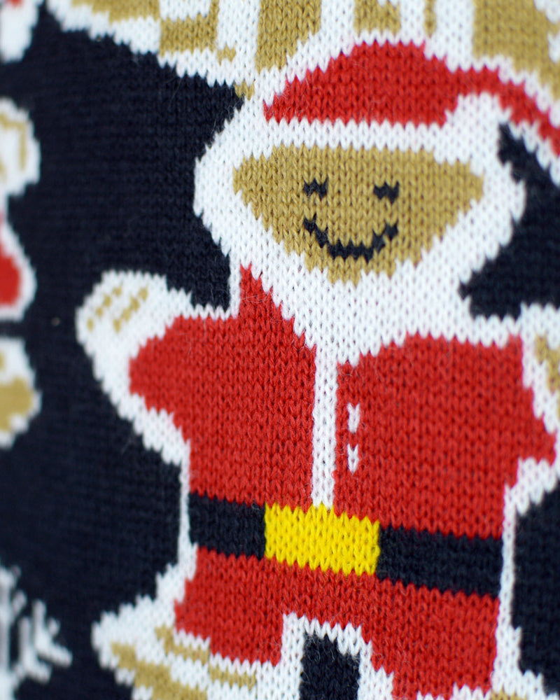LED light-up Men's Ugly Christmas Sweater with Gingerbread House detail