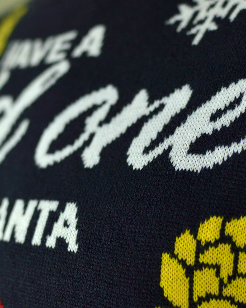 LED Light-Up Men's Ugly Christmas Sweater Santa with Beer detail