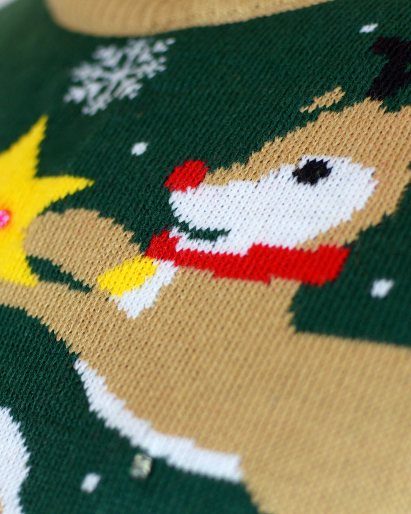 LED light-up Womens Ugly Christmas Sweater Santa Claus in a mess