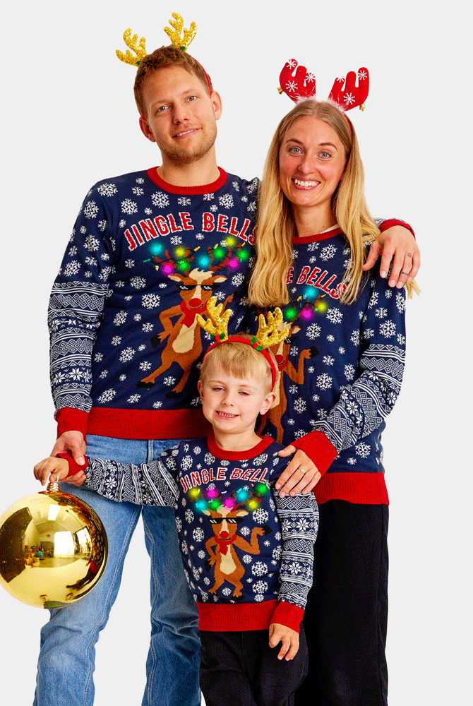 LED light-up Womens Family Ugly Christmas Sweater Jingle Bells