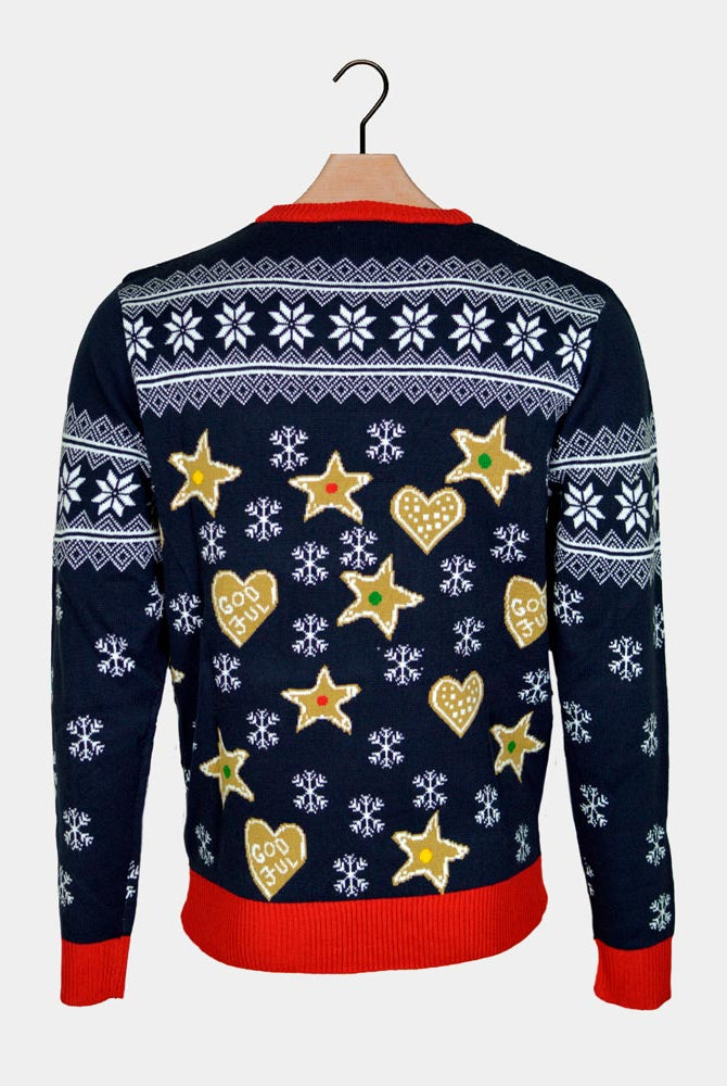Gingerbread House LED light-up Couple's Ugly Christmas Sweater