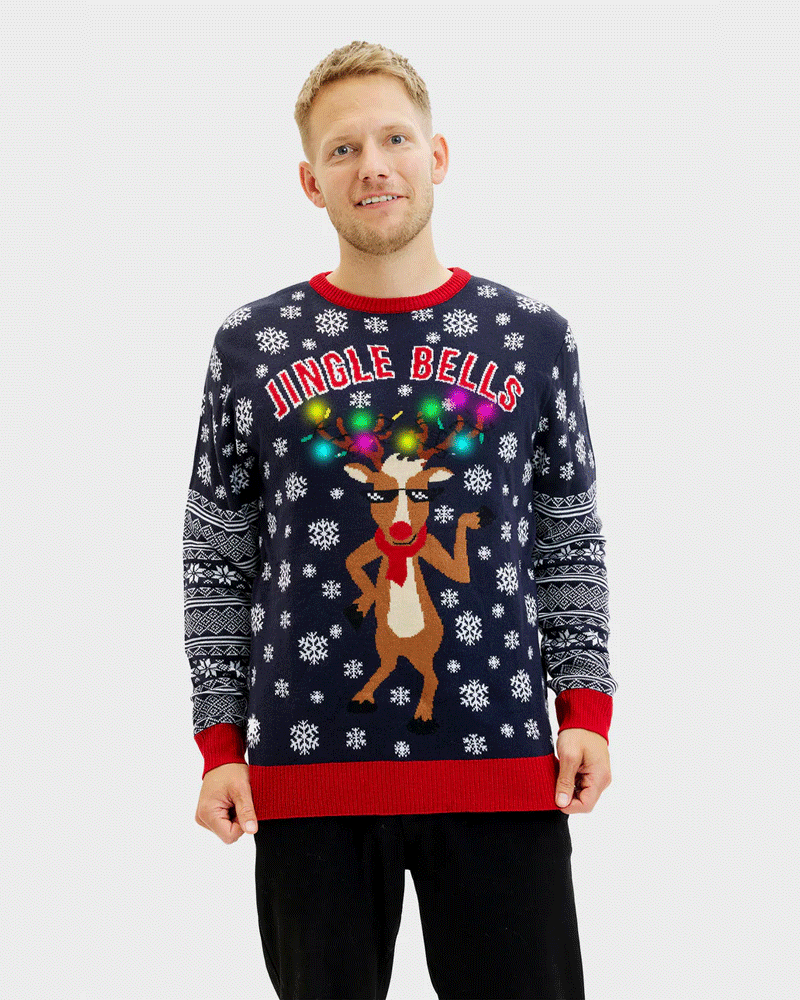 LED light-up Mens Ugly Christmas Sweater Jingle Bells