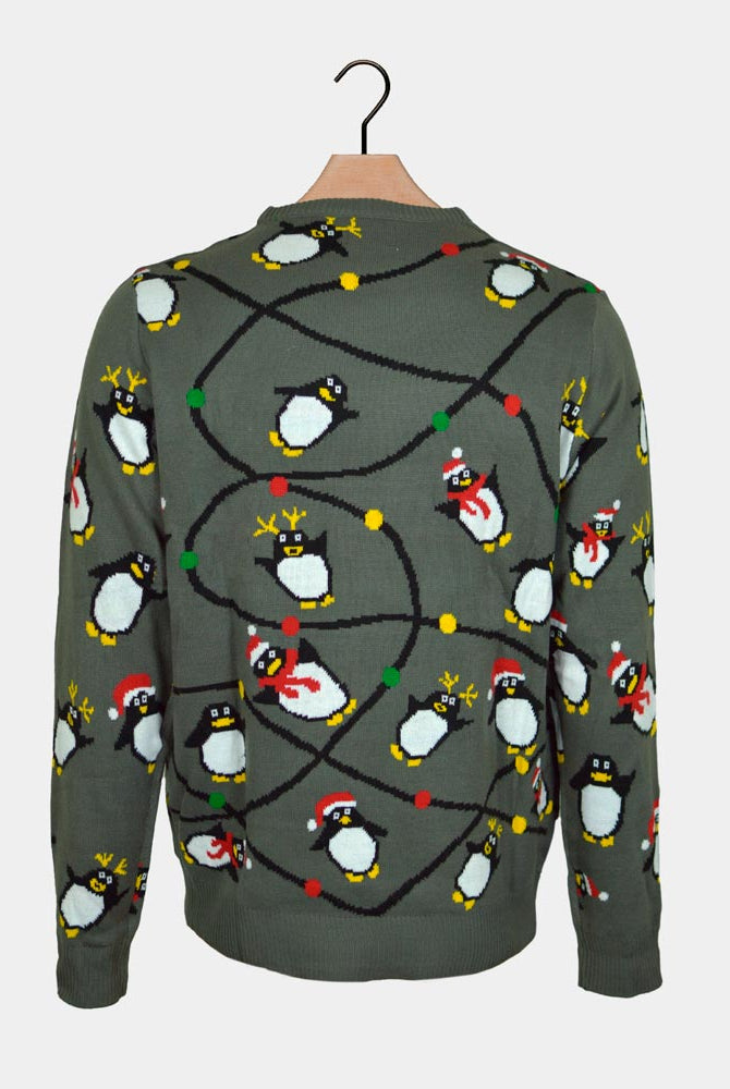 Penguins LED light-up Couple's Ugly Christmas Sweater