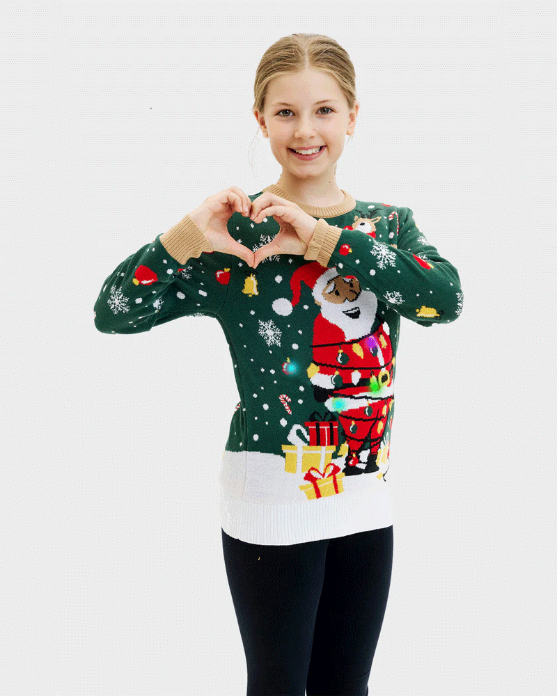 LED light-up Santa Claus in a mess Boys and Girls Ugly Christmas Sweater