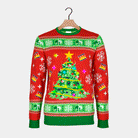 Blue LED light-up Ugly Christmas Sweater with Christmas Tree