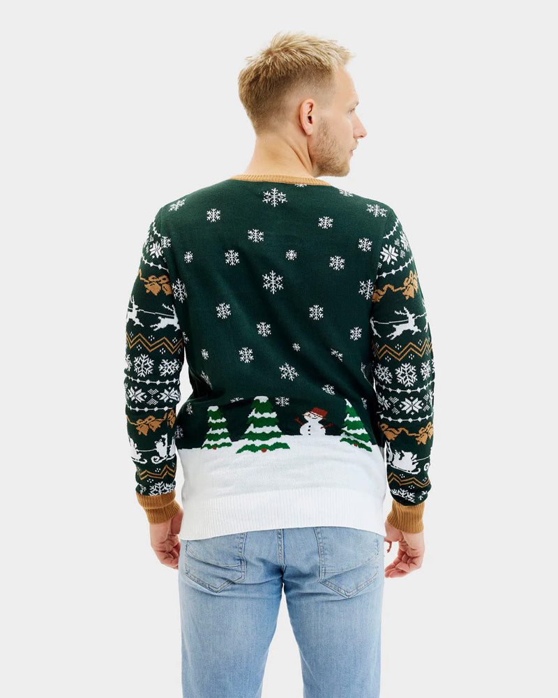 LED light-up Ugly Christmas Sweater Santa is Coming to Town Mens