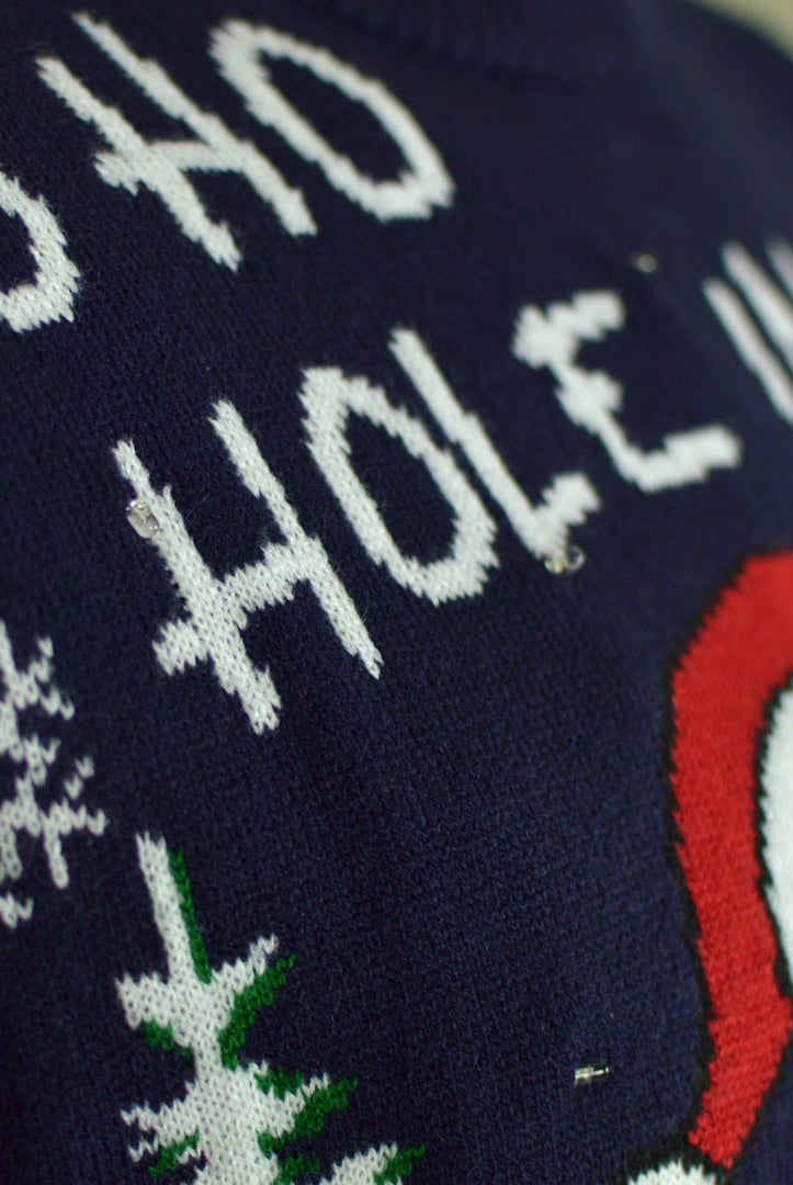 LED light-up Ugly Christmas Sweater Santa playing Golf