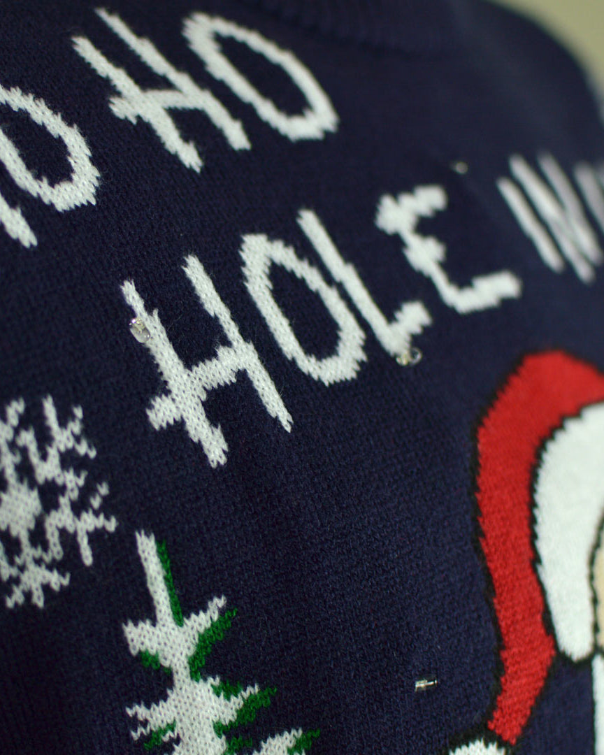 LED light-up Ugly Christmas Sweater Santa playing Golf