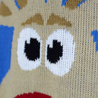 detail Light Blue Couple's Ugly Christmas Sweater with Reindeer and Snow