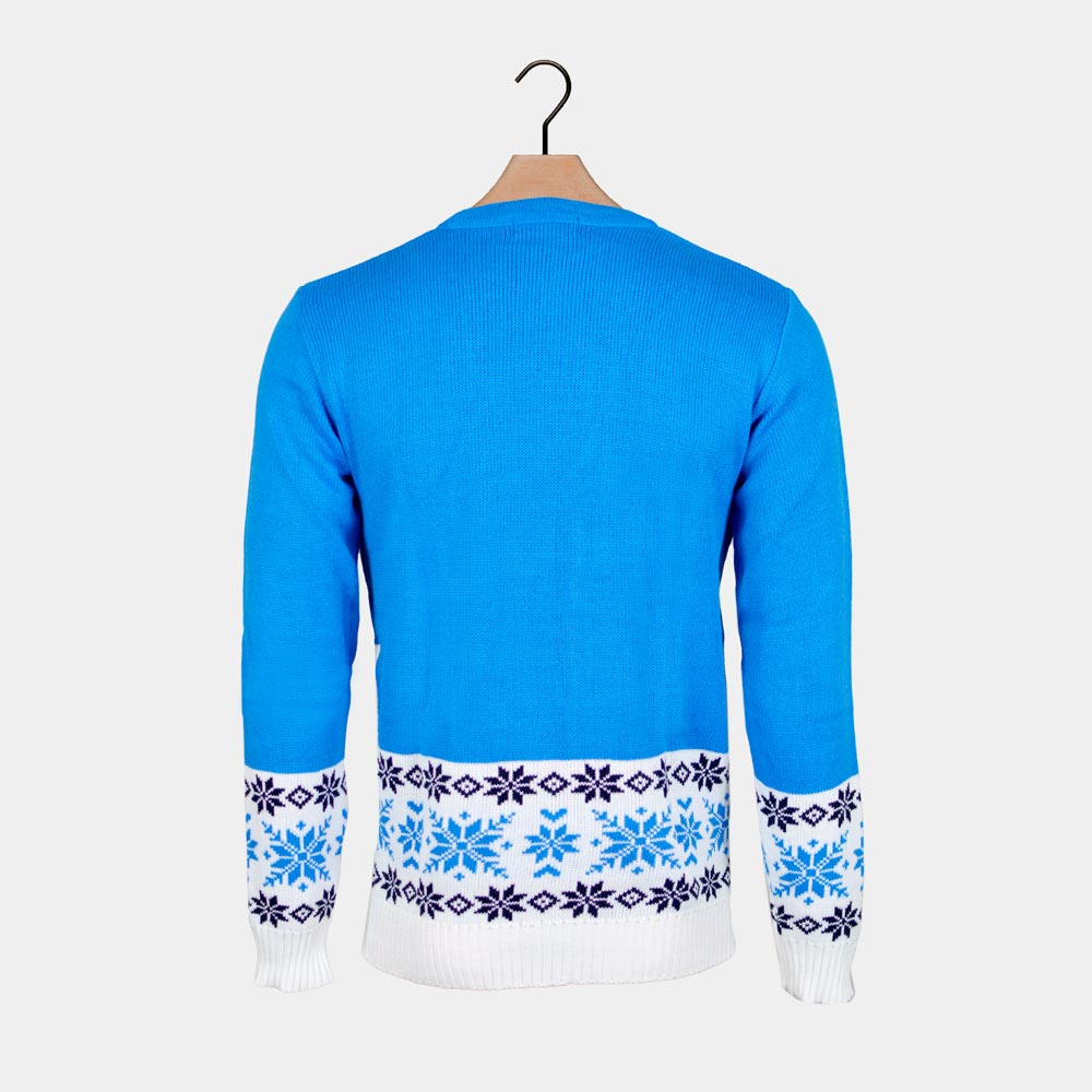 skating Reindeer Light Blue Couple's Ugly Christmas Sweater