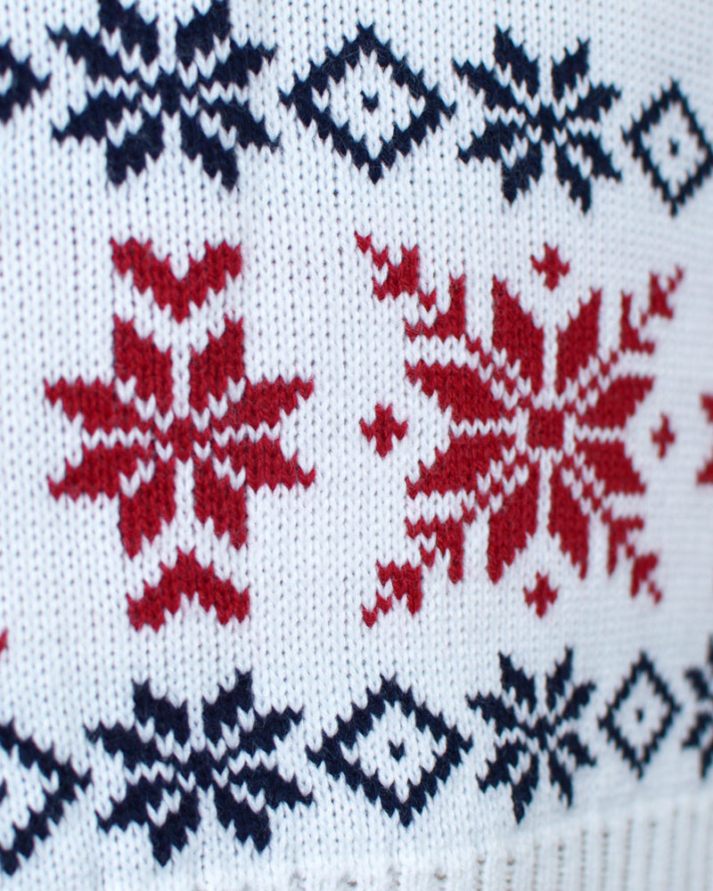 Light Red Ugly Christmas Sweater with Reindeer and Snow