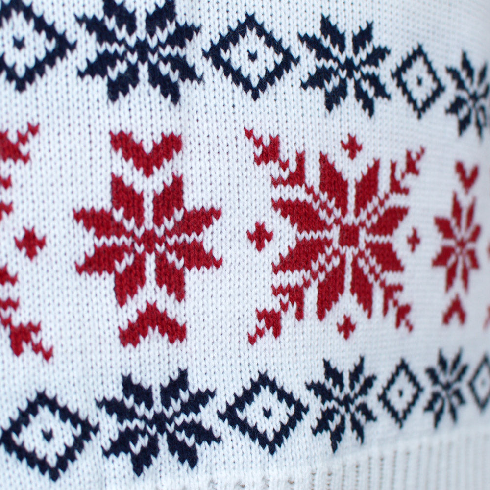 Light Red Ugly Christmas Sweater with Reindeer and Snow