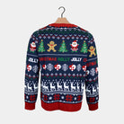 Mens Blue and Red Cardigan back Ugly Christmas Sweater