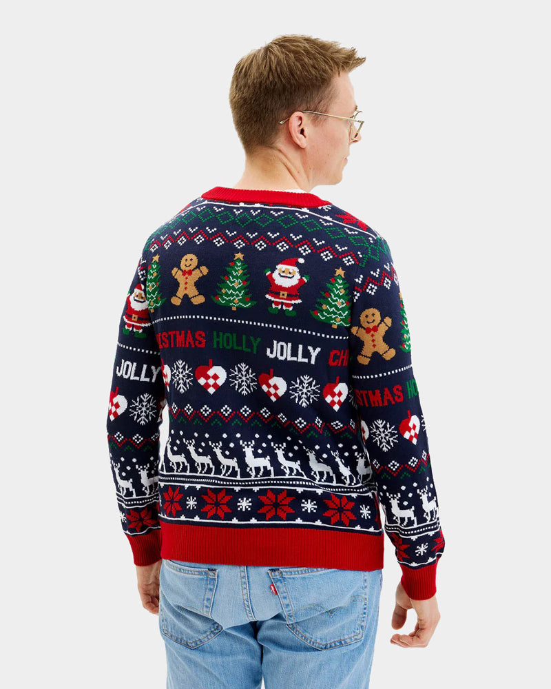 Men's Cardigan Blue and Red Ugly Christmas Sweater