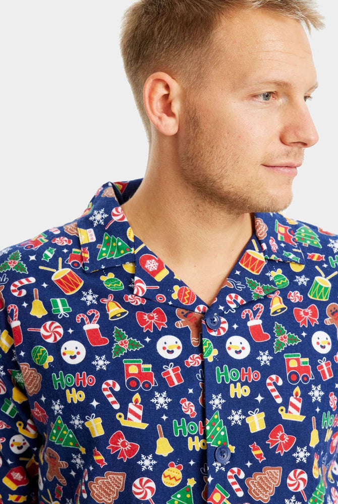 Mens Blue Christmas Dream Ugly Christmas Pyjama for Family