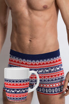 Mens Ugly Christmas Boxer with Reindeers with Christmas Mug