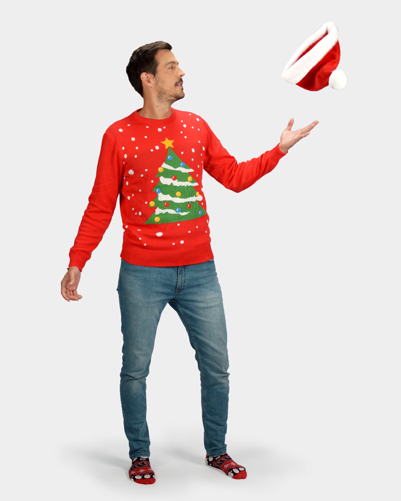 Christmas Tree Couple's Red Mens Ugly Christmas Sweater