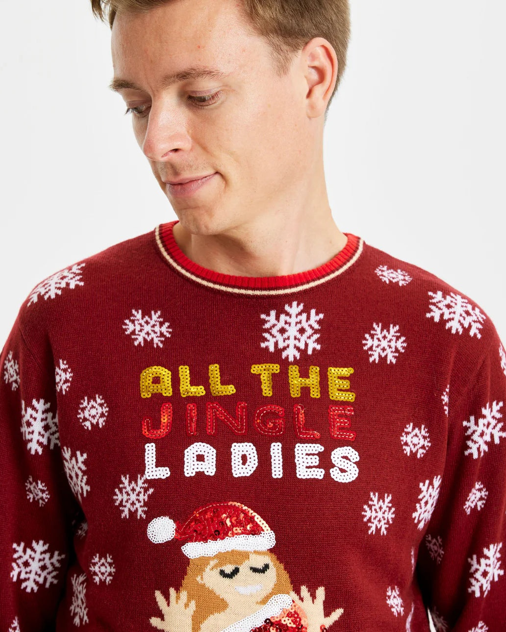 Couples Mens Ugly Christmas Sweater Jingle Ladies with Sequins