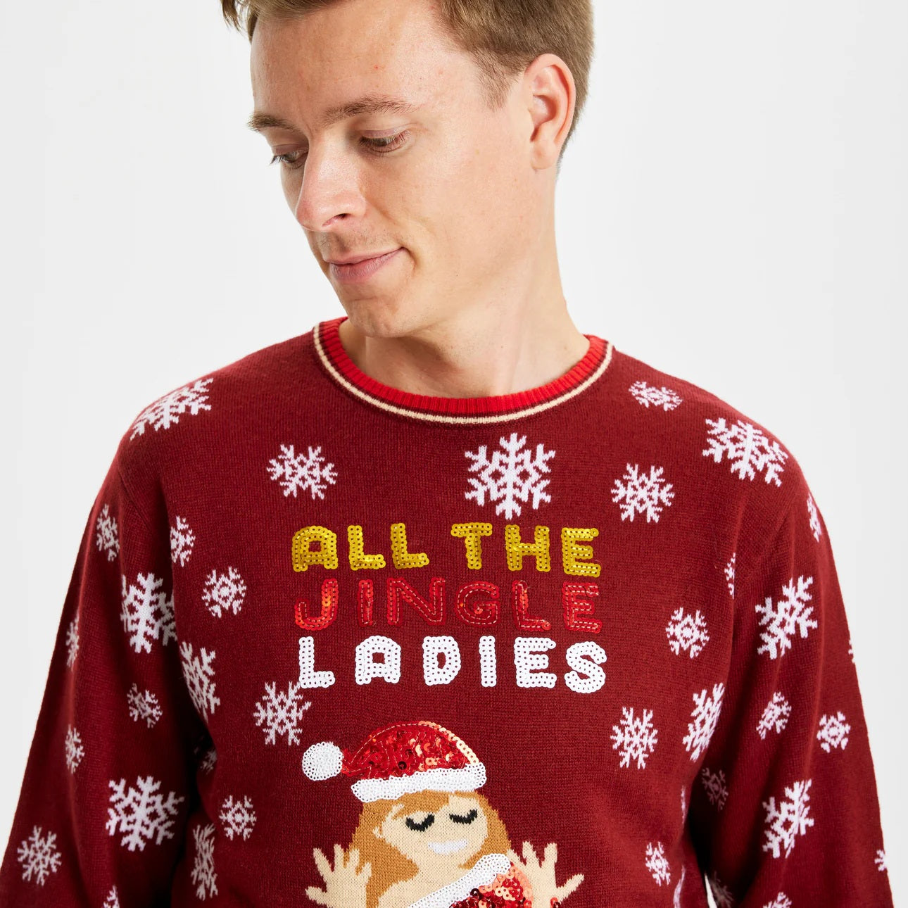 Couples Mens Ugly Christmas Sweater Jingle Ladies with Sequins