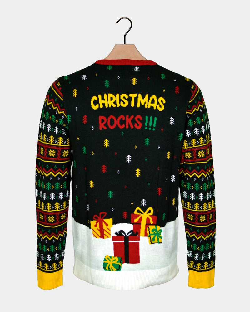 Santa Rocker LED light-up Men's Ugly Christmas Sweater