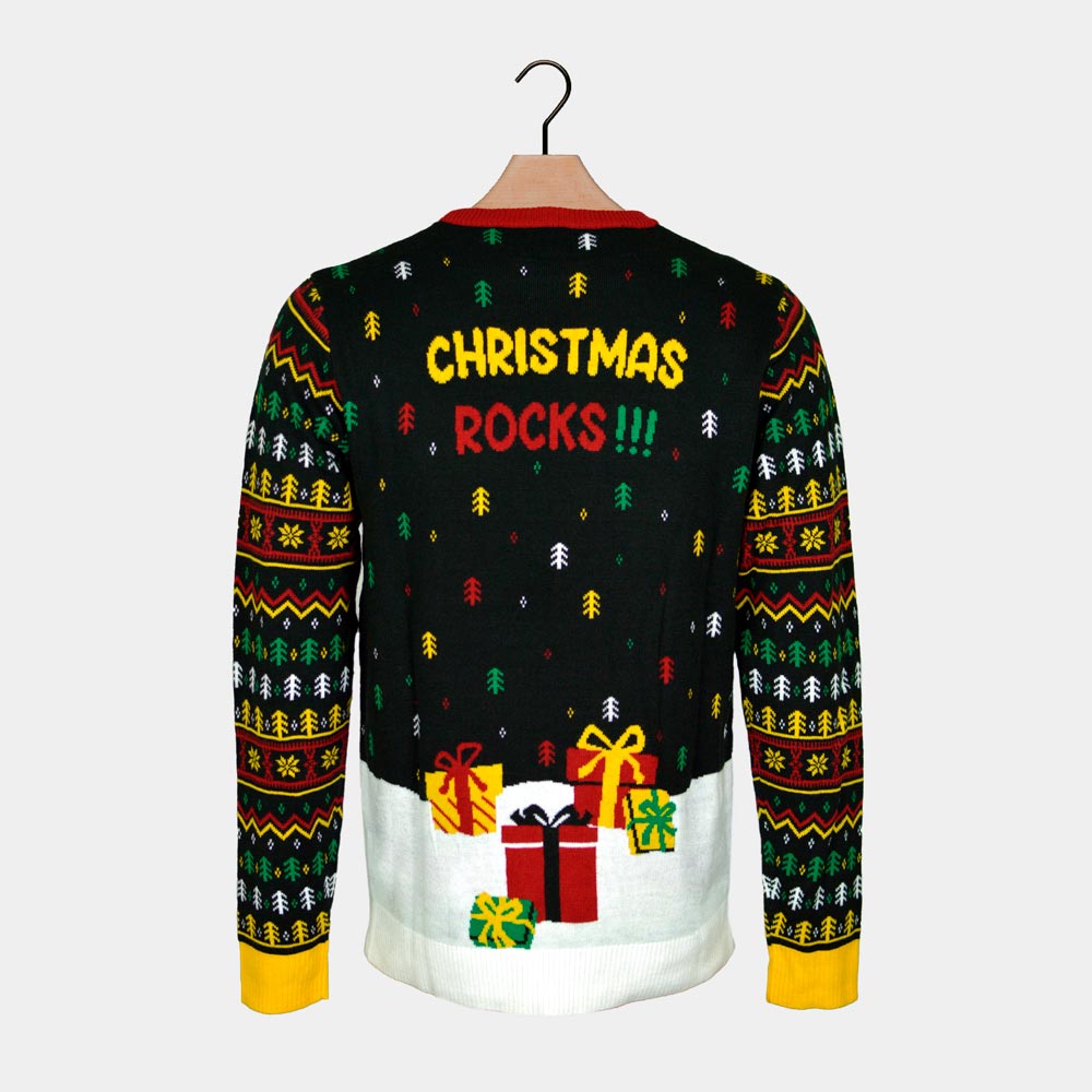 Santa Rocker LED light-up Men's Ugly Christmas Sweater
