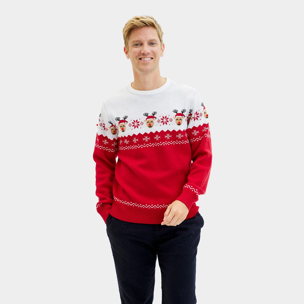 Mens Ugly Christmas Sweater Adorable Reindeer