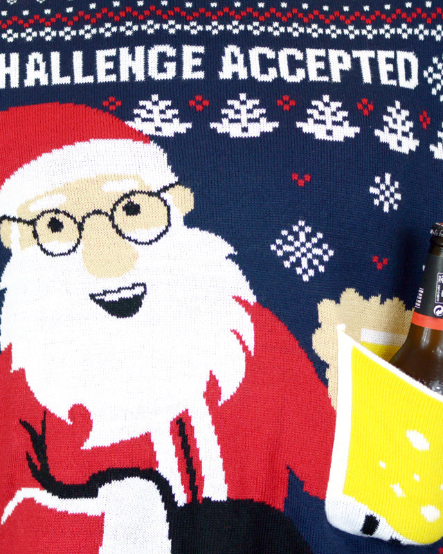 Men's Ugly Christmas Sweater with Beer Pocket 3D detail