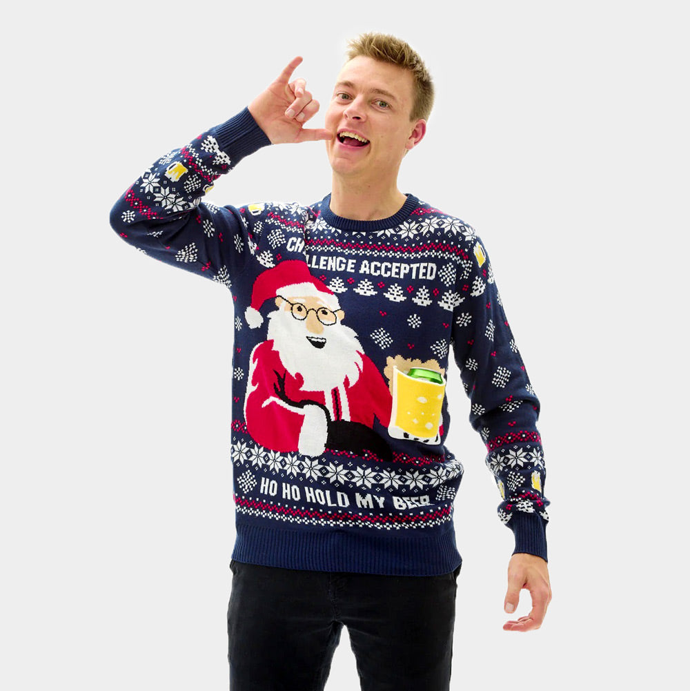 Men's Ugly Christmas Sweater with Beer Pocket 3D
