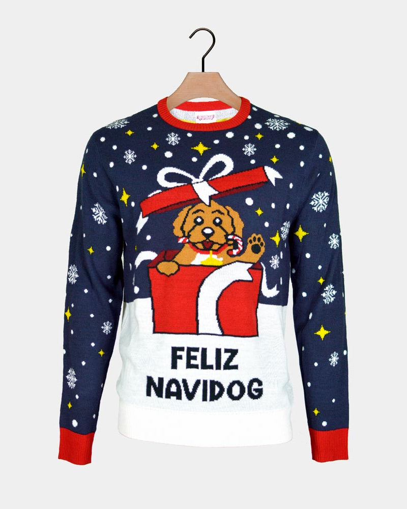 Men's Ugly Christmas Sweater Feliz Navidog