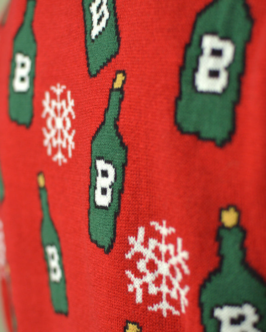 Men's Ugly Christmas Sweater with Reindeer Detail Beer Opener