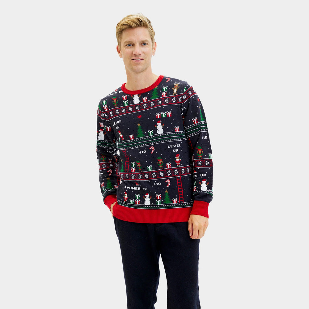 Mens Ugly Christmas Sweater Vintage Gaming