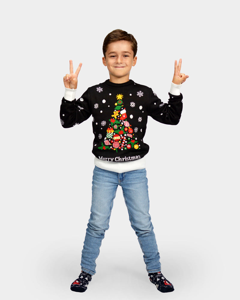 Merry Christmas Boys and Girls Black Ugly Christmas Sweater