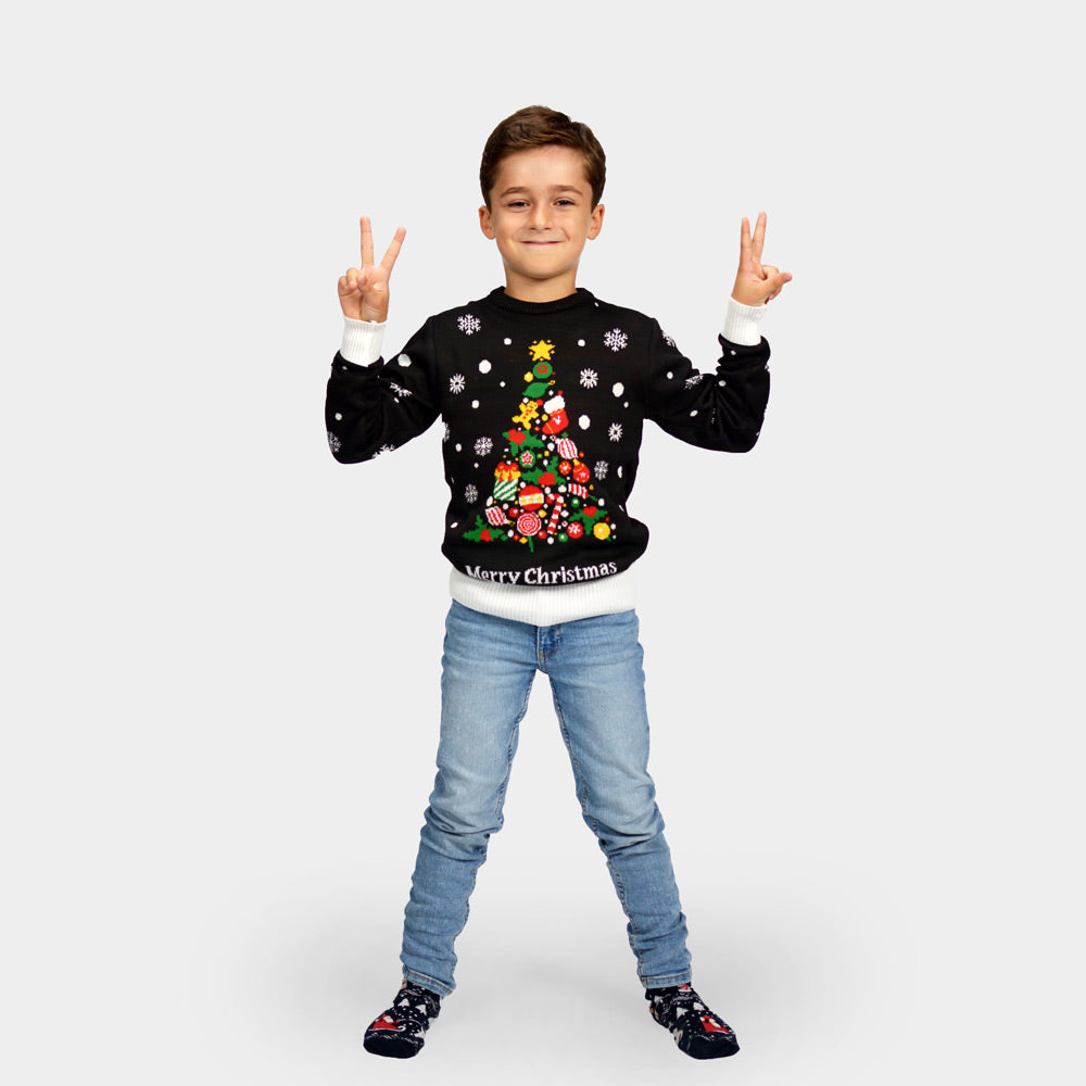 Merry Christmas Boys and Girls Black Ugly Christmas Sweater