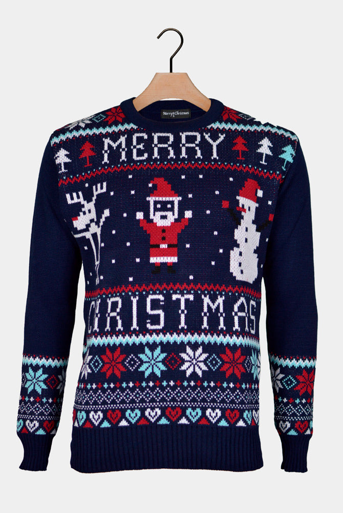 Navy Blue Couple's Merry Ugly Christmas Sweater