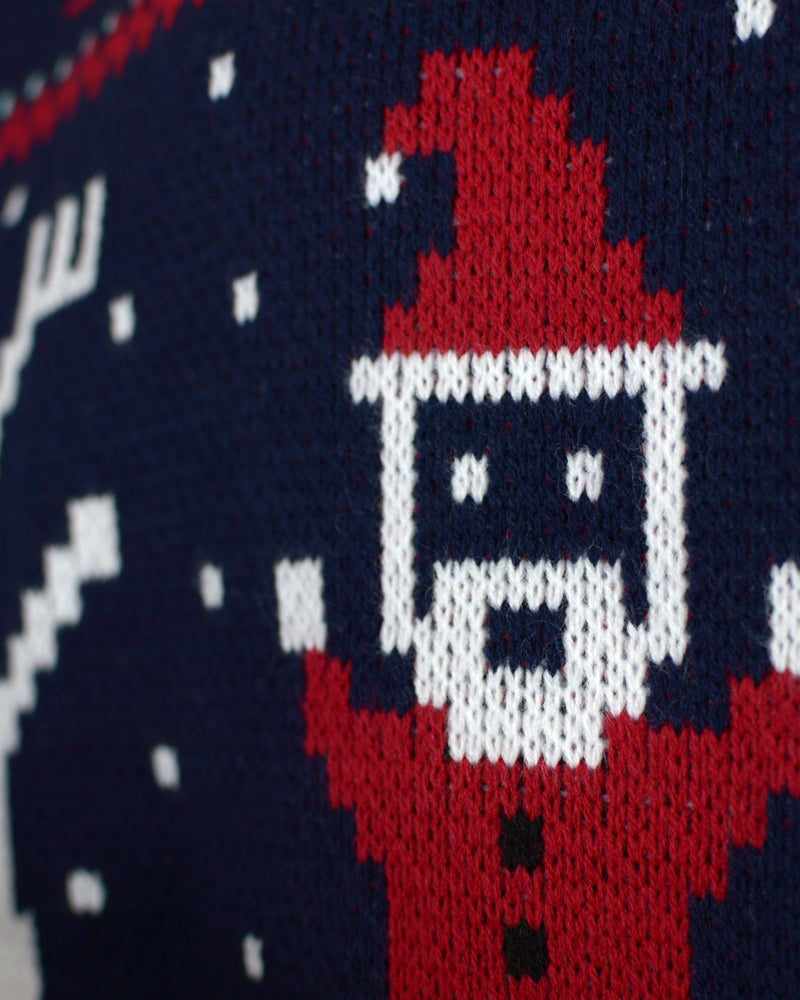 detail Navy Blue Men's Merry Ugly Christmas Sweater