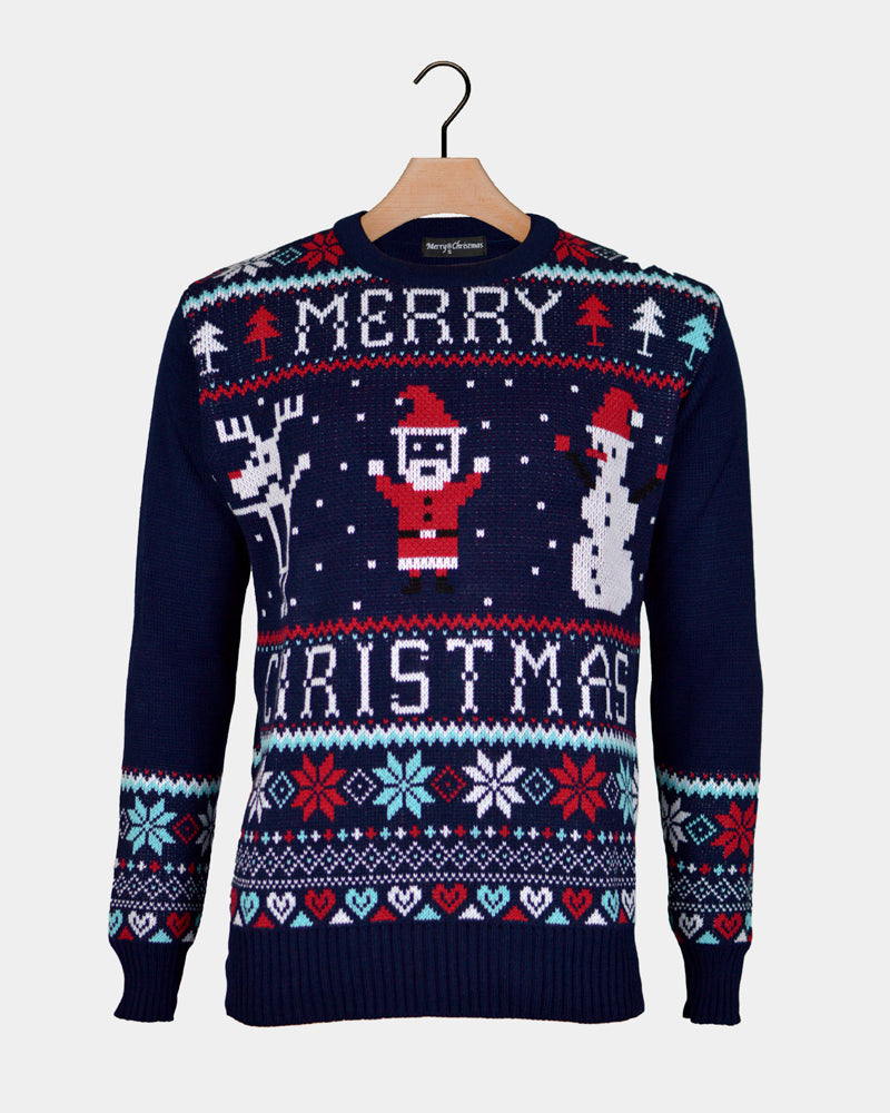 Navy Blue Men's Merry Ugly Christmas Sweater