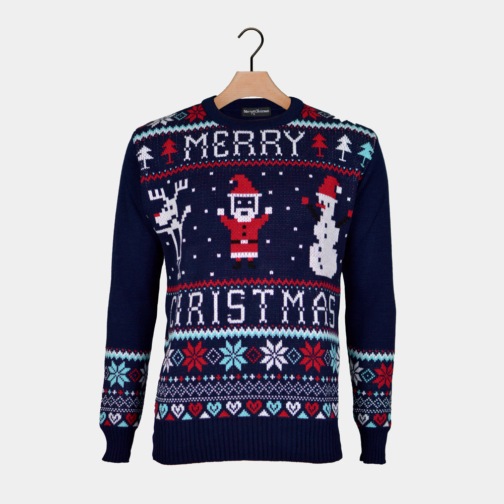 Navy Blue Men's Merry Ugly Christmas Sweater
