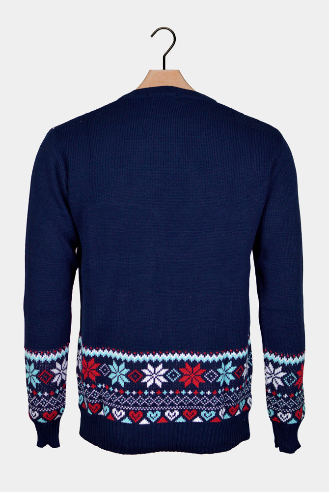 Ugly Christmas Sweater Navy Blue Couple's Merry