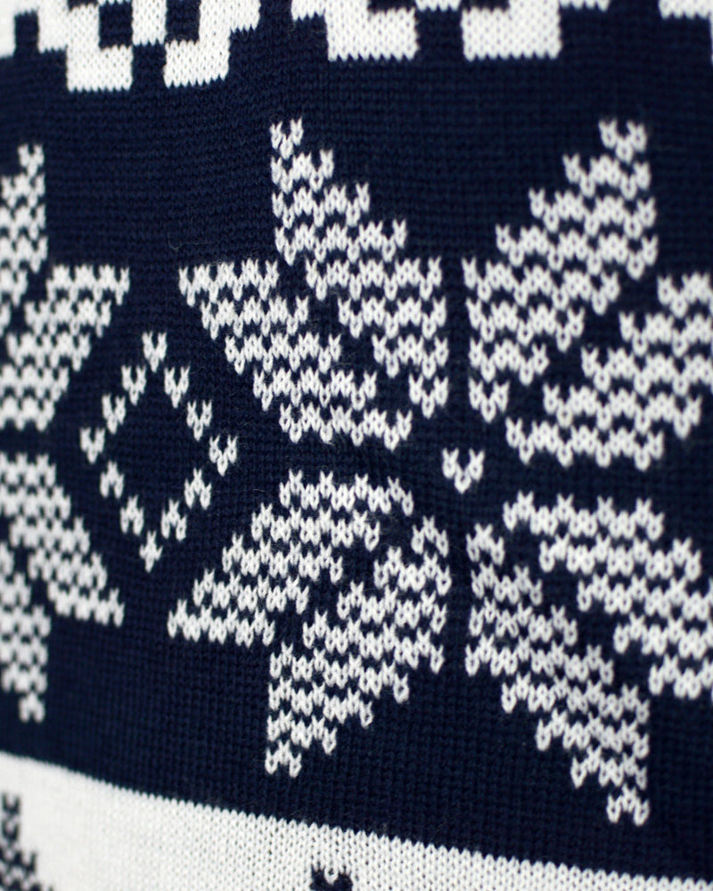 detail North Pole Blue Couple's Ugly Christmas Sweater