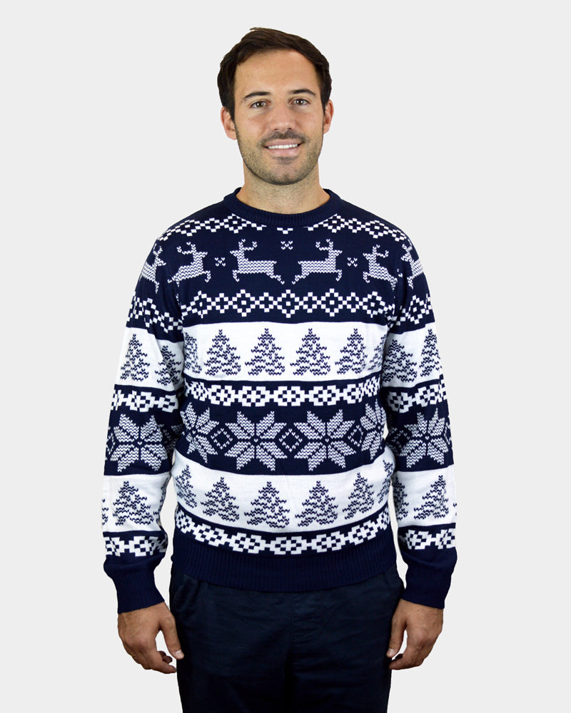 Mens North Pole Blue Couple's Ugly Christmas Sweater