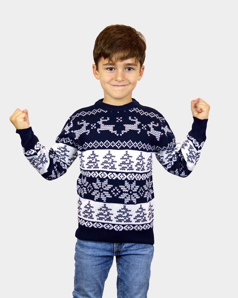 North Pole Blue Family Ugly Christmas Sweater boys