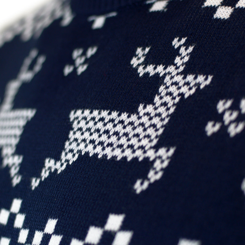 North Pole Blue Men's Ugly Christmas Sweater Detail