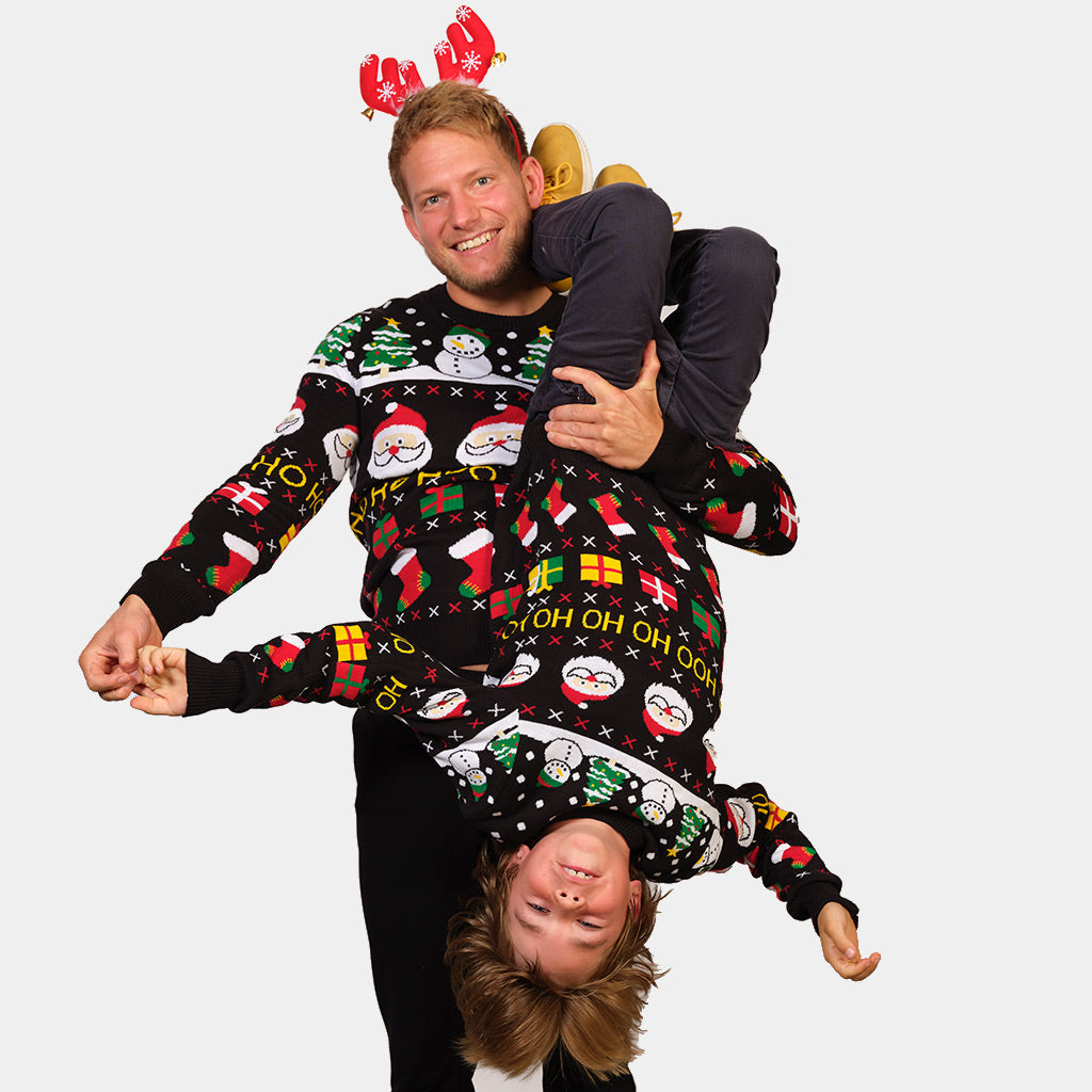 Organic Cotton Boys and Girls Ugly Christmas Sweater Family Santa, Gifts and Snowmens