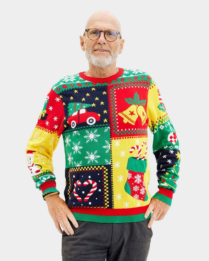 Organic Cotton couples Ugly Christmas Sweater Patchwork Men