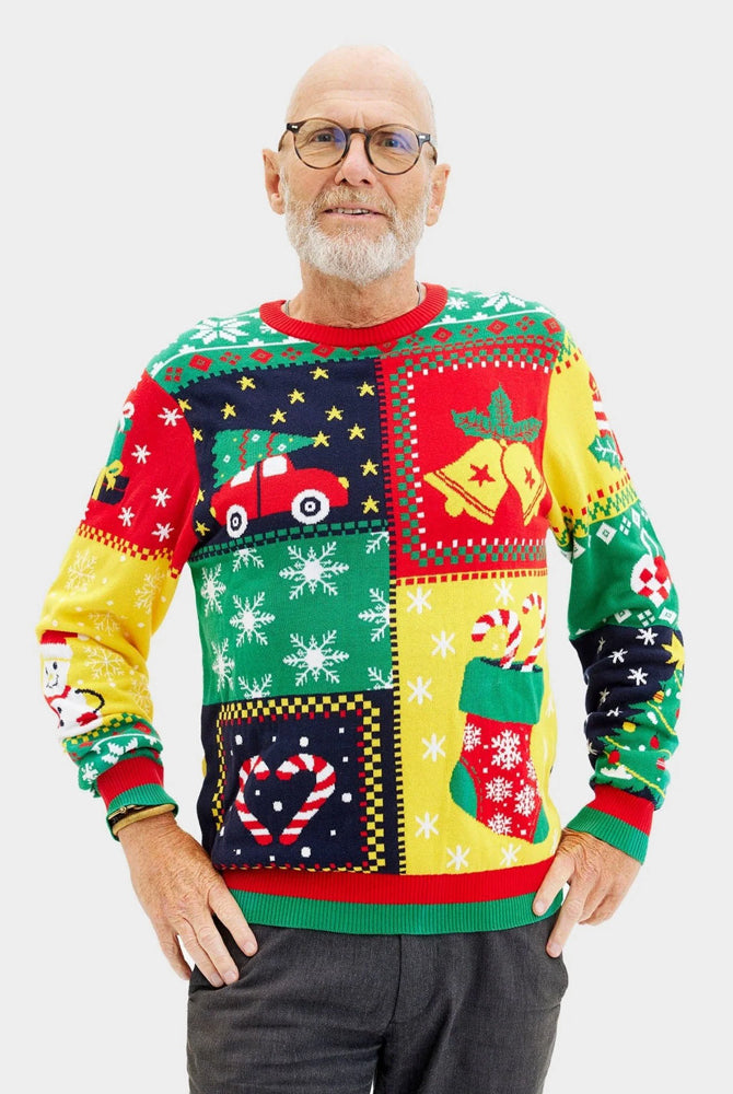 Organic Cotton couples Ugly Christmas Sweater Patchwork Men
