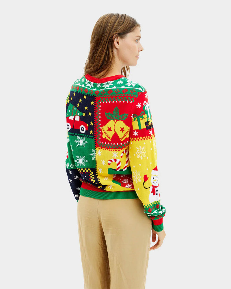 Organic Cotton couples Ugly Christmas Sweater Patchwork women