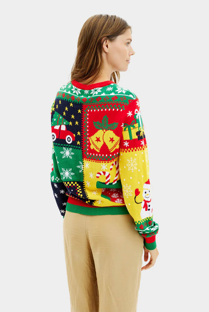 Organic Cotton couples Ugly Christmas Sweater Patchwork women